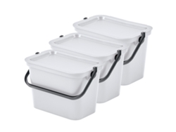 Set de Papeleras WELLHOME de 3x5L Blanco con Asa, Colección Moda