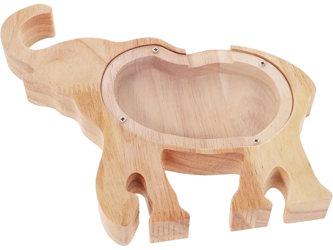 Hucha De Madera Con Textura Delicada Para Niños Y Niñas, Hucha Decorativa Forma Elefante