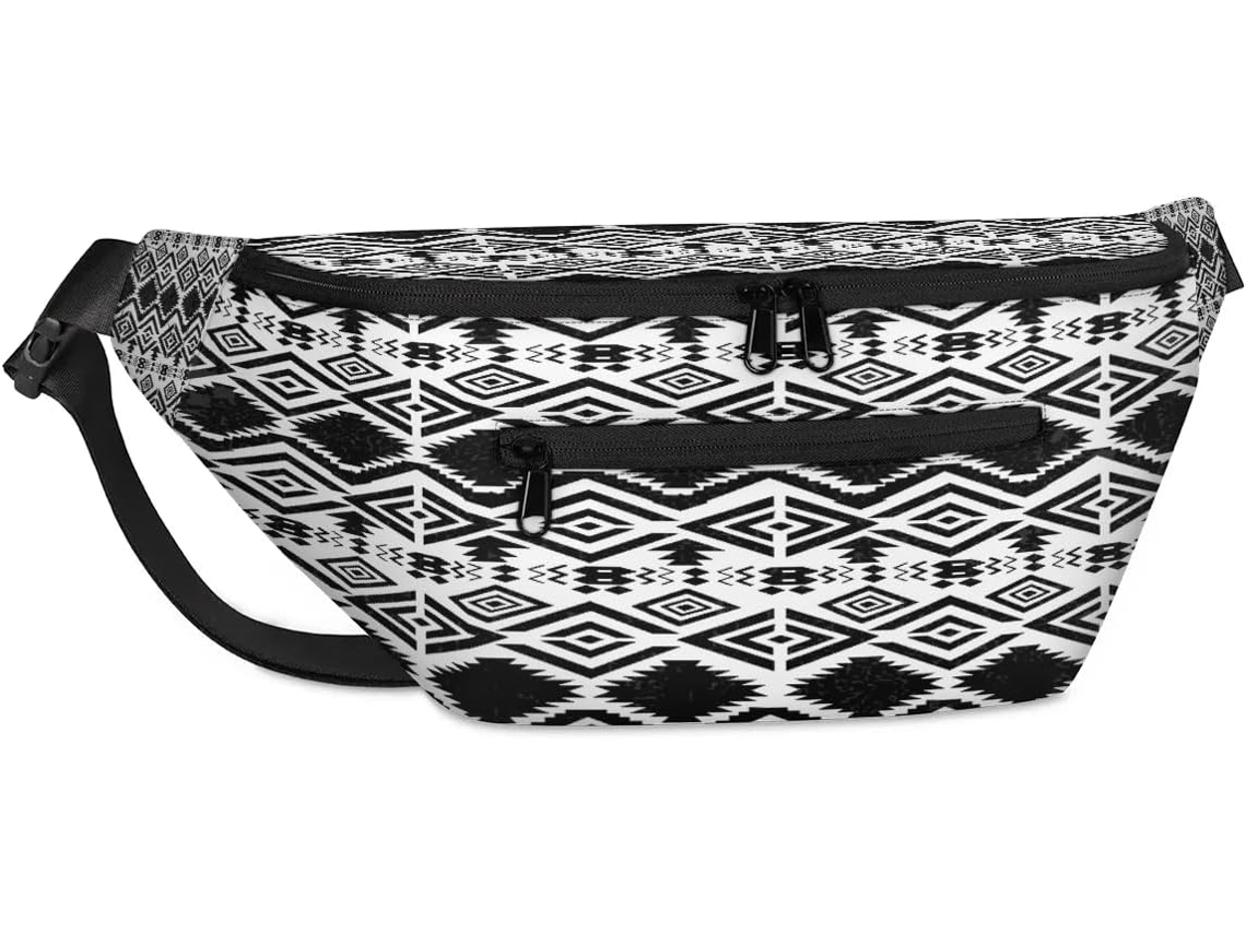 Bolso bandolera de estilo étnico tribal de MARCA, 38x25,9x19 cm, tejido de poliéster.