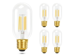 Zmh Juego 4 Bombillas Led E27, Blanco Cálido, T45, 4w 2700k, Ahorro Energía, Estilo Retro, Edison, Filamento, Vidrio