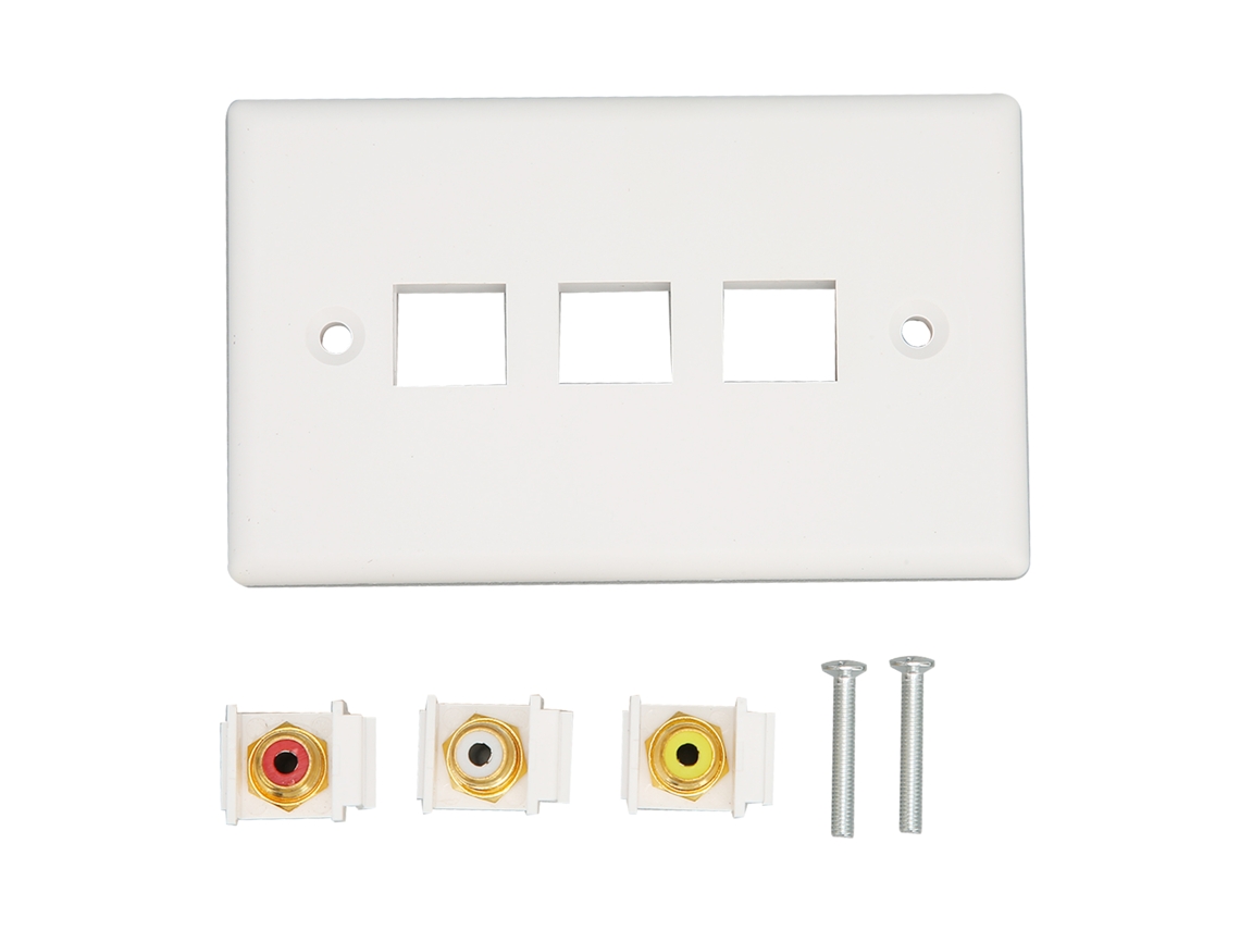 Placa De Pared Rca De Audio Y Vídeo Con Conector Hembra A Hembra (chapado En Oro Antirroto, Compatible Con 1080p)