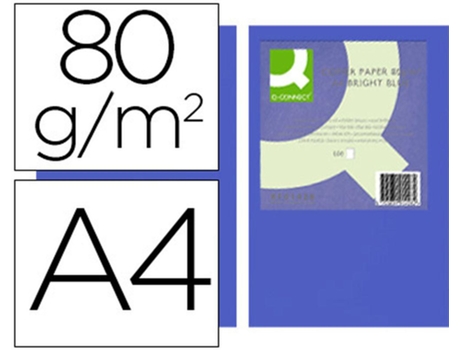 Papel Color Q Connect Din A4 80Gr Azul Intenso Pack De 500 Hojas