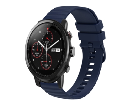 Correa de reloj inteligente para Amazft 2 Stratos Correa de reloj de silicona de color sólido con patrón de puntos ondulados de 22 mm (azul marino)