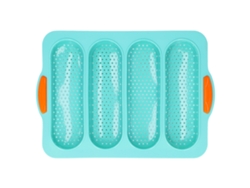 Molde De Silicona Para Baguettes Con 4 Ranuras, Superficie Lisa, Mango Con Aislamiento Térmico, Utensilio De Cocina Verde.