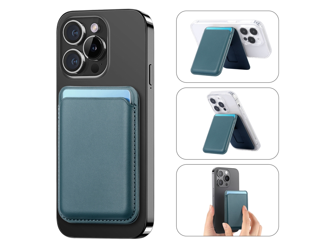Cartera magnética ultrafina para iPhone con soporte ajustable - Verde oscuro Hexinyigjly