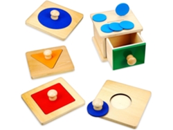 Juego de 2 juguetes de madera para niños pequeños, caja de rompecabezas geométrico educativo, juego Montessori. CHABERLU