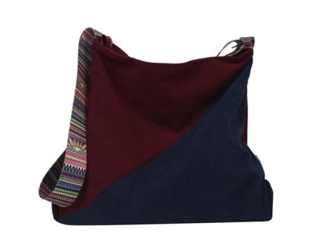 Bolso bandolera grande para mujer Bolso elegante para mujer Bolso Hobo de pana Bolso bandolera de moda Monedero, azul con rojo