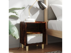Mesas Cabeceira LOVELY HOME Mesinha Pernas Madeira 2Pcs 40X30X50 Cm Carvalho Fumado