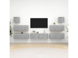 7 Pzs Pack de Muebles de Armario Tv Contrachapado Gris Cemento
