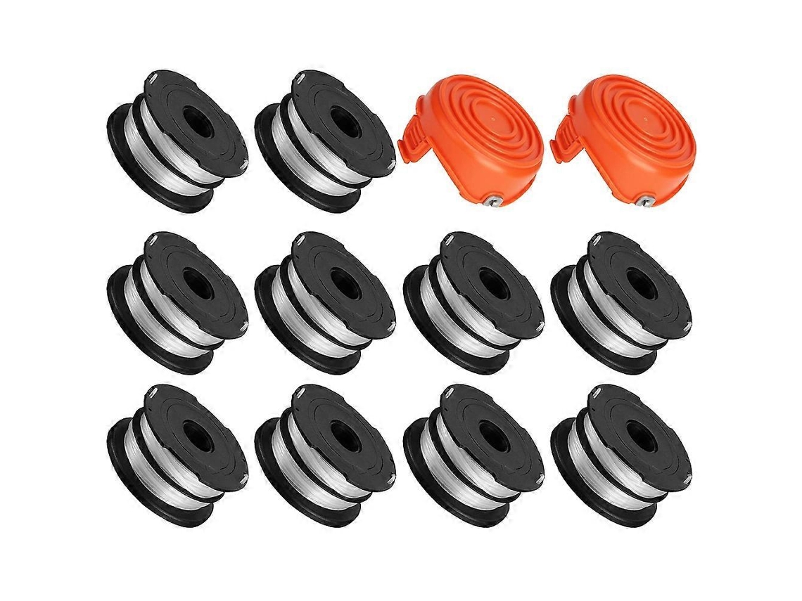 10 Carretes De Repuesto, 2 Tapas De Carrete Para Cortacésped Black Decker Gh750 Gh710 Gh700, Df-065-bkp Rc-065-p