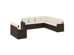 Maison Exclusive - Set De Sofás De Jardín 9 Pzas Y Cojines Ratán Sintético Marrón