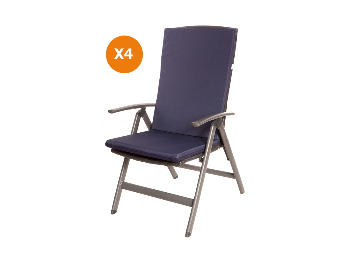 Cojín para silla 4 ud Cojín 110x47x4cm azul oscuro cojín para silla de exterior Cojín de asiento con respaldo alto SETGARDEN