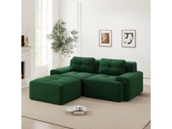 Sofá Modular Boneless 2 Plazas - L-förmig, Asiento Profundo, Cómodo, Con Otomana - Verde