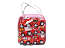 Juego De 6 Coches De Juguete Con Marcha Atrás Y Sistema Antichoque Para Niños - Camión De Bomberos