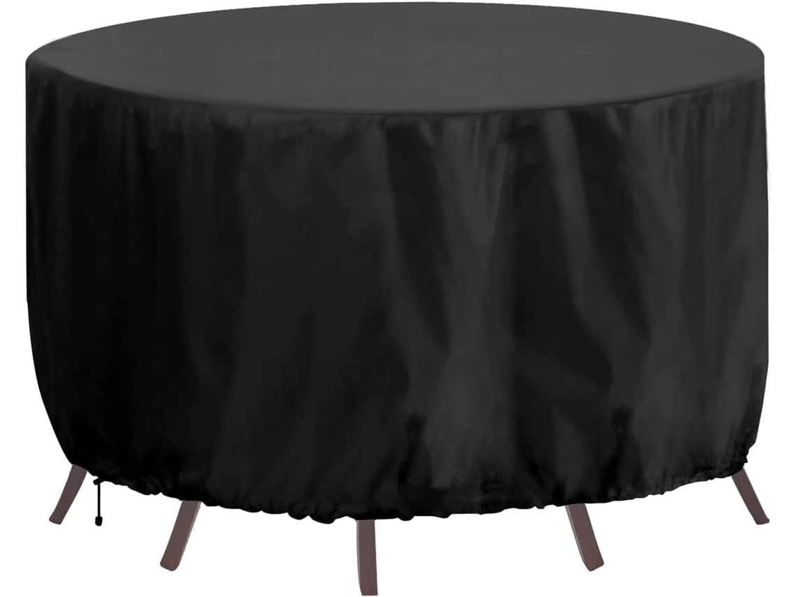 Capa Negra Oxford 420d Para Mesa Redonda 40x28 Con Corda Antivento Uv