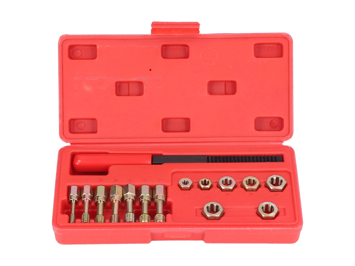 Kit De Herramientas De 15 Piezas Para La Restauración De Roscas Métricas Con Terrajas, Machos De Roscar Y Limas Para Automóviles.