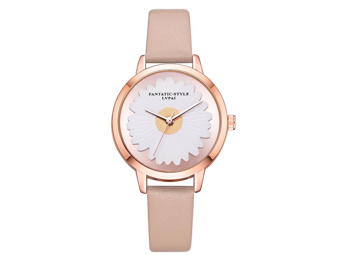Reloj De Pulsera De Cuarzo Sencillo E Informal Para Mujer De Lvpai Con Correa De Pu Beige.
