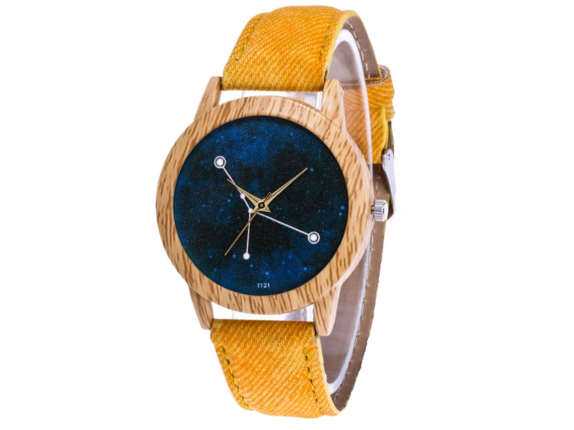 Reloj De Cuarzo Para Pareja Con Esfera Redonda Y Diseño De Estrella En Aleación (amarillo)