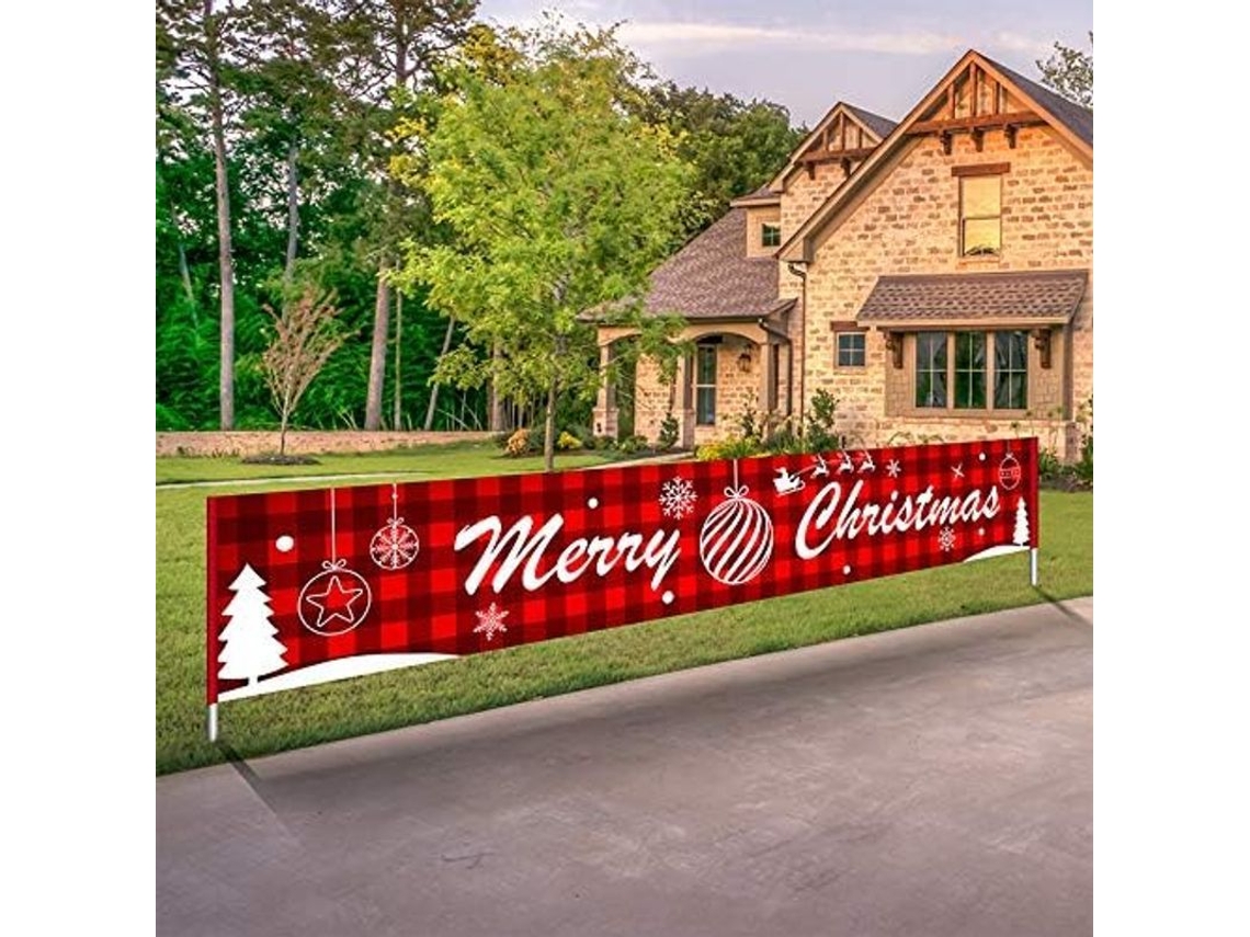 2026altiro-gran Pancarta Navideña Roja De 3x0,5 M Para Decoración De Fiestas Con Renos Y Copos De Nieve.