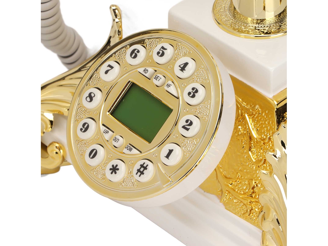 Teléfono Fijo Doméstico De Estilo Europeo Retro Nostálgico De Cerámica Arcaico Con Marcación Automática Ip, Redial Y Manos Libres