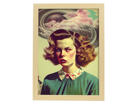 NACNIC Poster Lluvia De Ideas En Estilo Surrealismo Cinematográfico Ilustraciones Y Grabados De Historieta Abstracta Y Artística A4 Marcos Madera