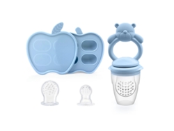 Alimentador Frutas Bebé Chrui 6+ Meses Con Molde Hielo Solo Oso Alivio Encías (azul)