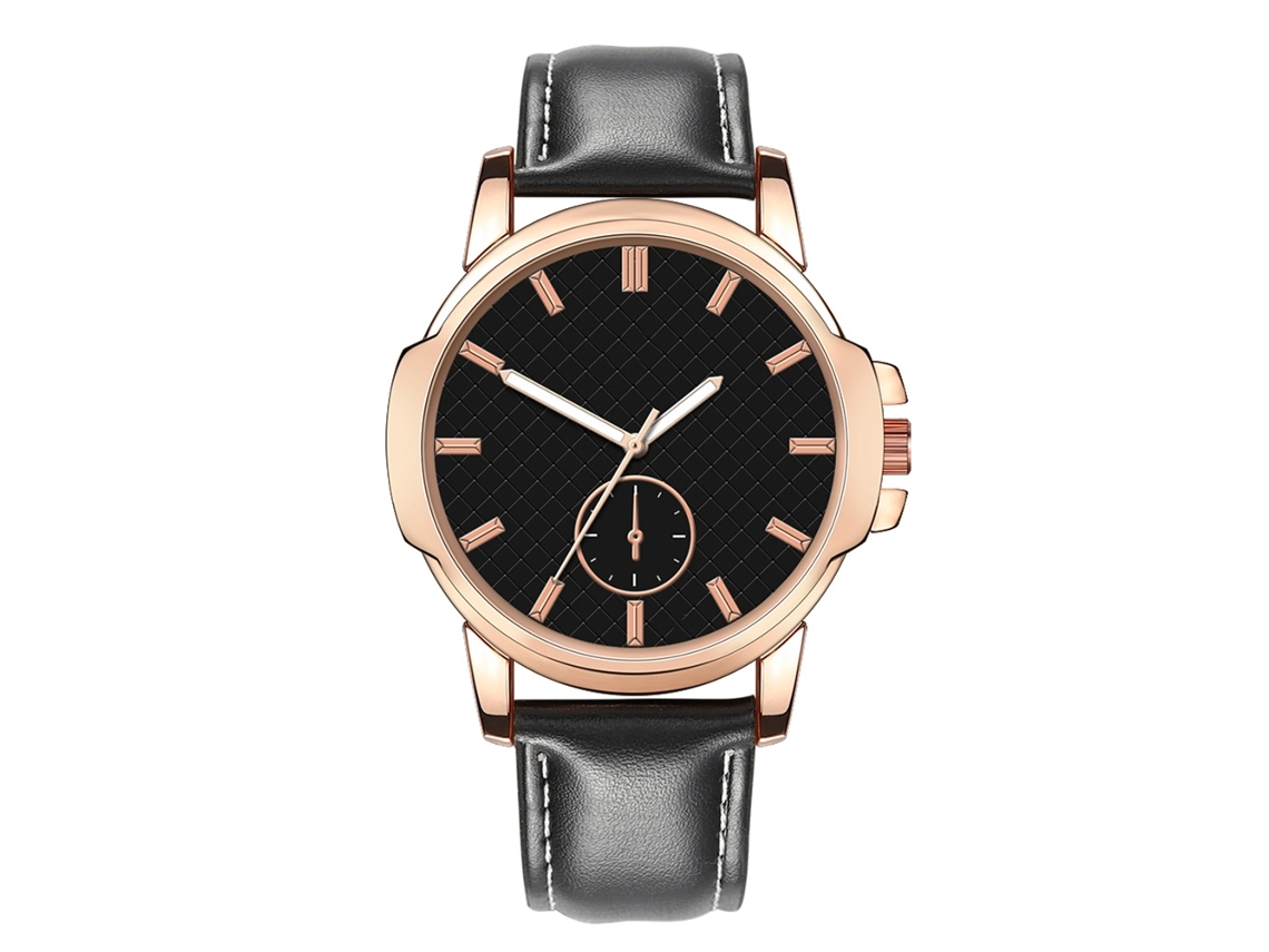 Reloj De Pulsera Redondo De Aleación Con Movimiento De Cuarzo Para Hombre, Estilo Sencillo Y Moderno, Color Negro.