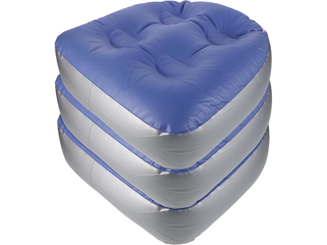 Juego De 3 Cojines De Baño Inflables Con Ventosas, Pvc Azul, Asiento Ergonómico Para Adultos.