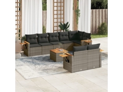 Conjunto de sofá de jardín de 9 piezas con cojines de mimbre gris de DKD Home Decor