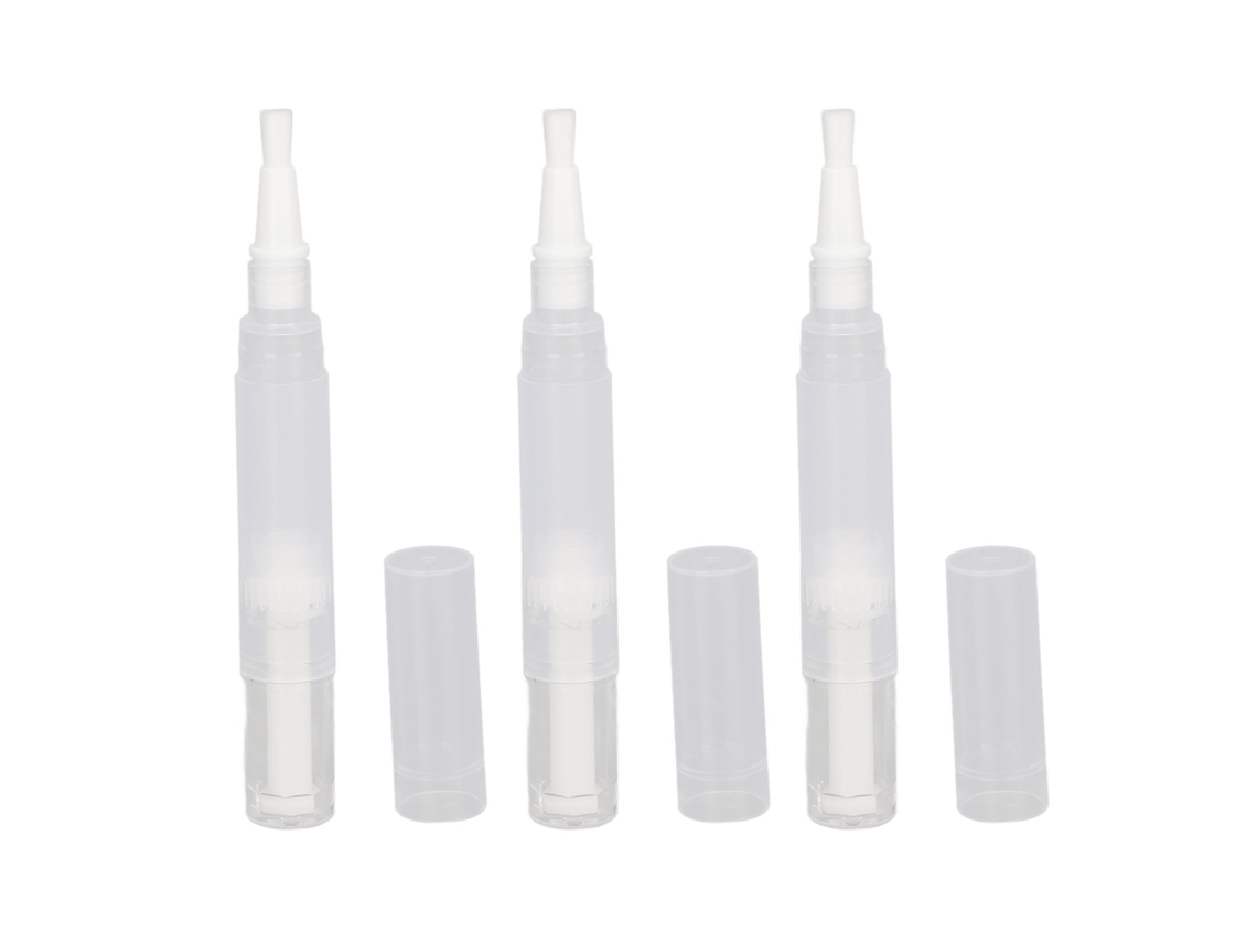 Paquetes de 3 plumas transparentes con forma de tornillo para aceite de uñas y brillo labial.