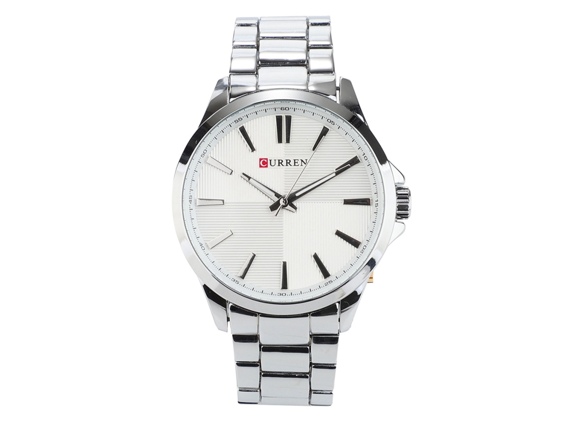 Reloj De Pulsera Hombre De Aleación Analógico Cuadro Redondo De Cuarzo Impermeable Blanco