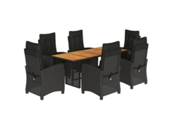Maison Exclusive - Set De Comedor De Jardín 7 Pzas Y Cojines Ratán Sintético Negro