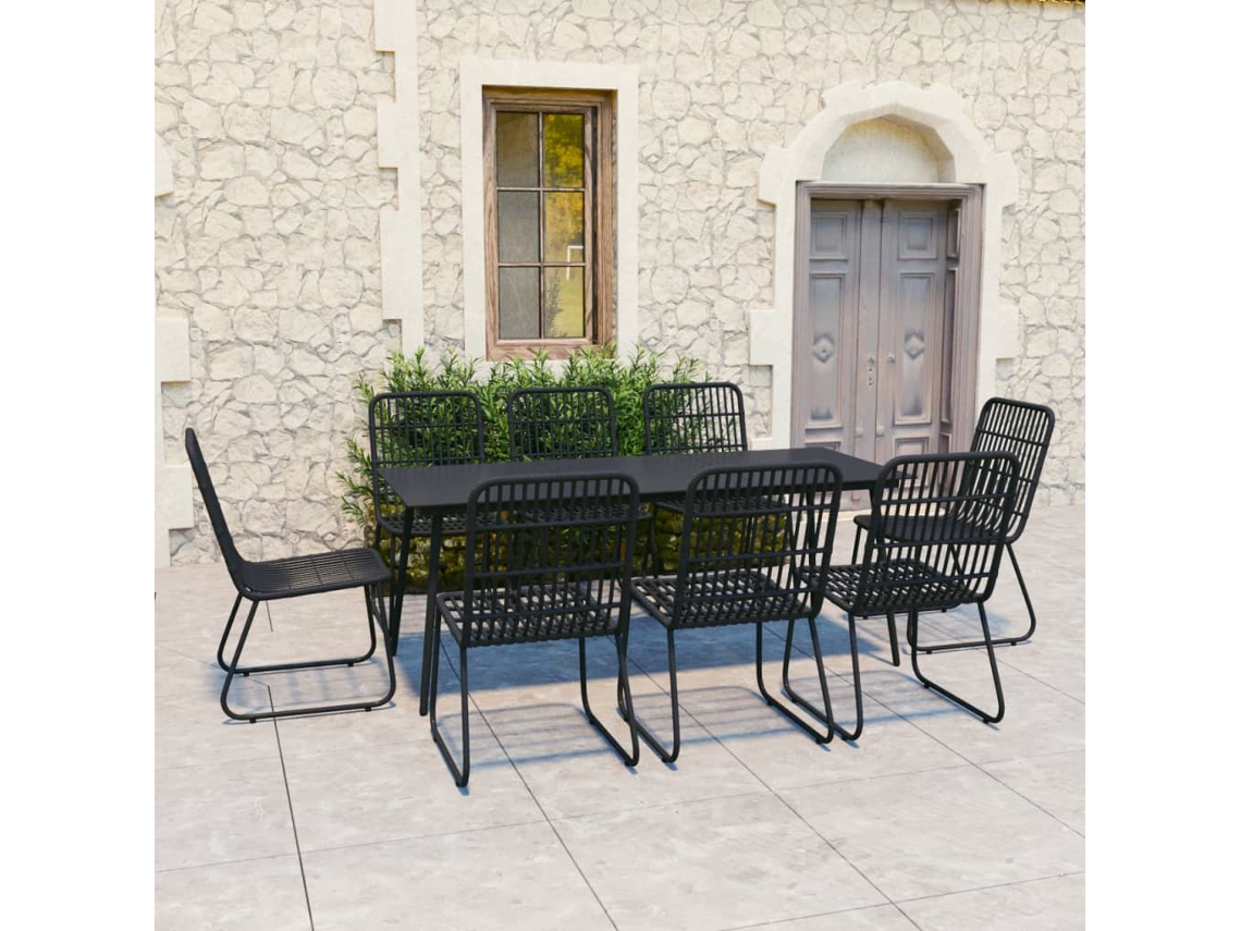 Juego de comedor para exteriores de mimbre, polietileno y vidrio, DKD Home Decor