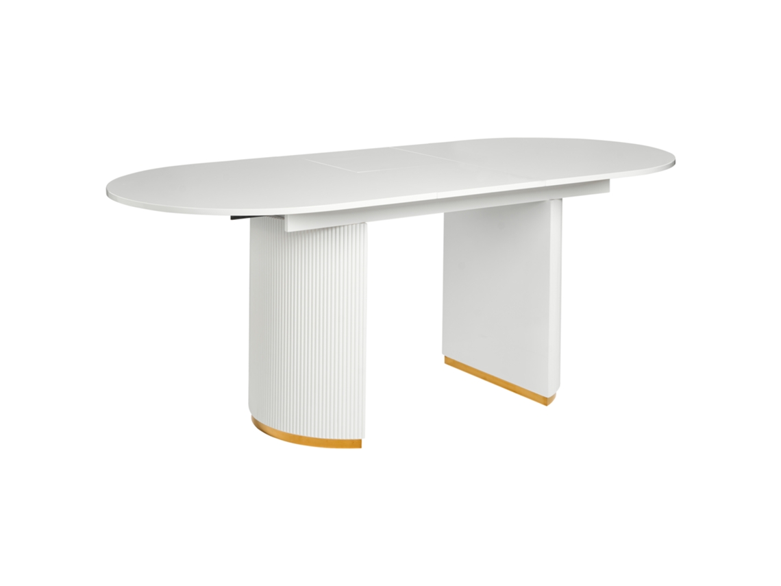 Mesa extensible Beliani Dulverton en MDF blanco 90x200x75