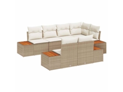 Maison Exclusive - Juego de sofás de jardín de poliratán de 7 piezas en color beige y crema.