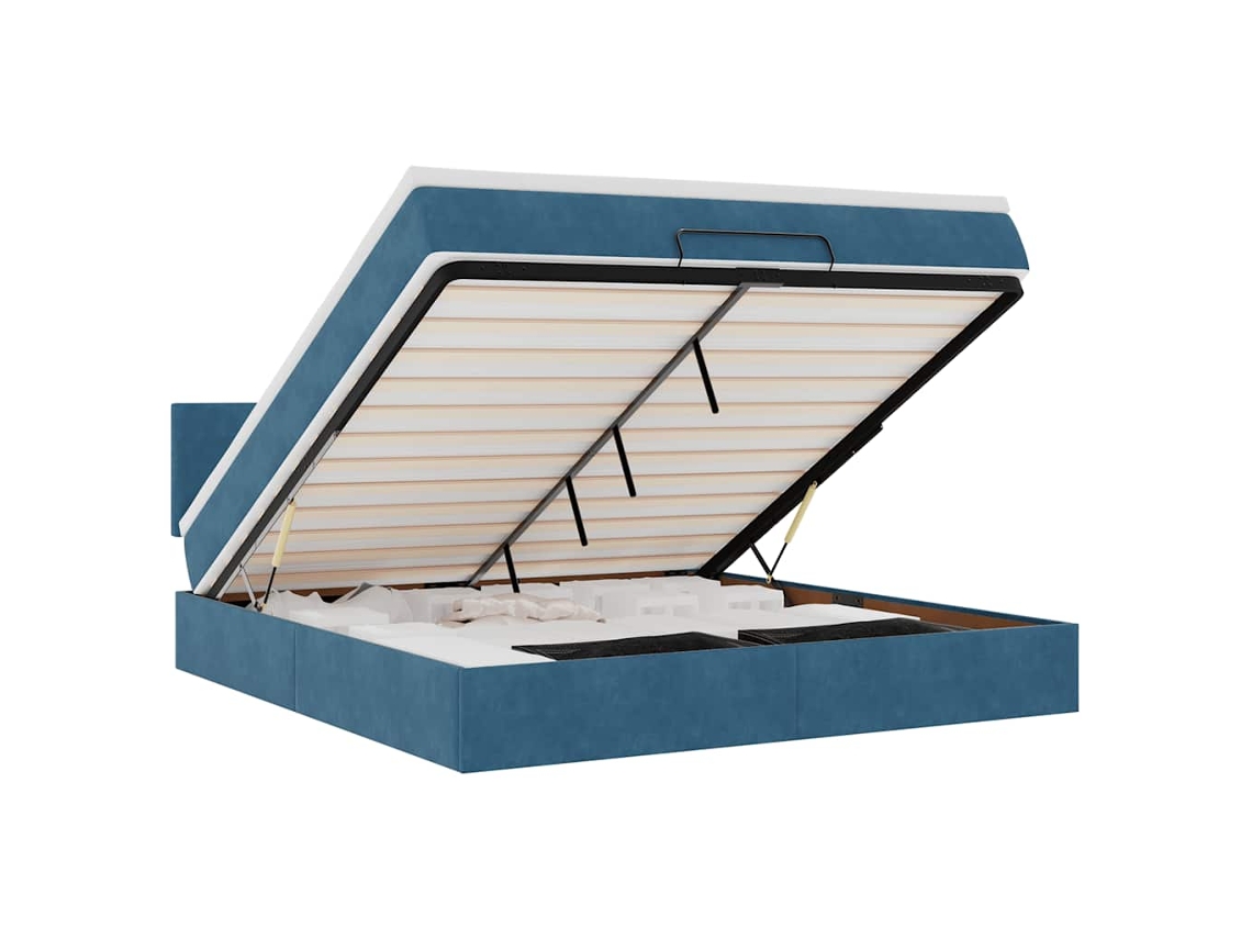 Estructura de cama otomana VIDAXL de terciopelo azul (160 x 200 cm)