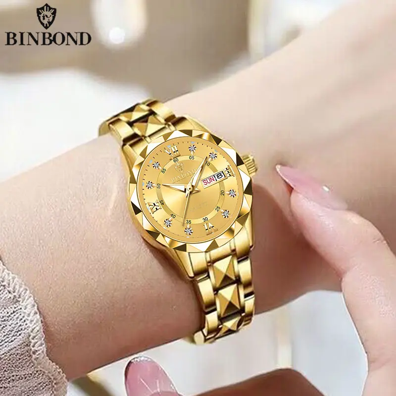 Reloj De Mujer, Resistente Al Agua, Luminoso, Con Indicador De Fecha, De Acero Inoxidable.