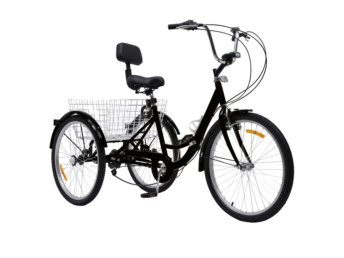 Triciclo para adultos de 24 pulgadas, 3 velocidades, altura ajustable, negro, 2619,7 OEM (175-185 cm)