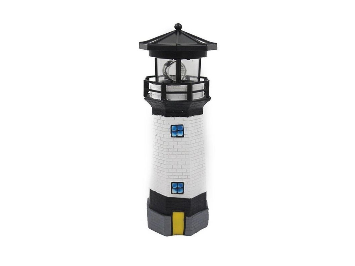 Faro De Jardín Solar Led Giratorio Decorativo, Resina, 27x9cm, Negro