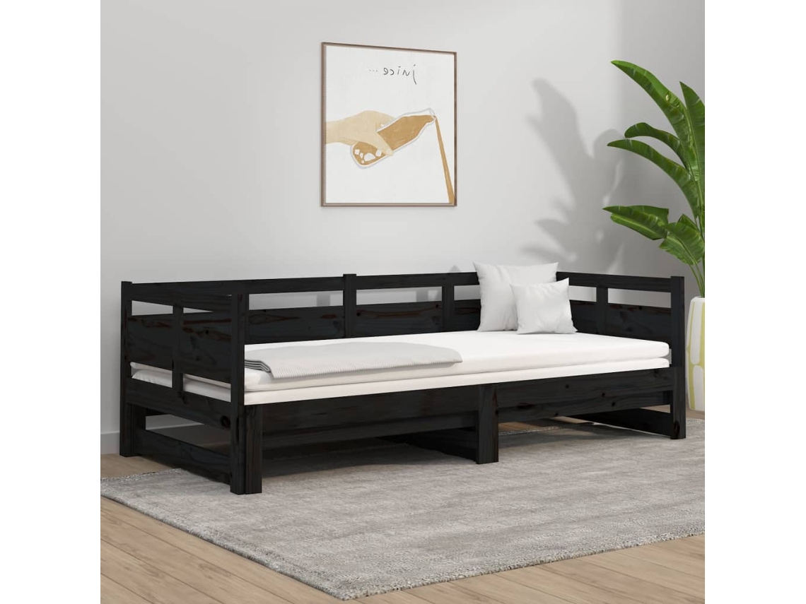 Sofá Cama Extraíble Sin Colchón Negro 2x(80x200) Cm