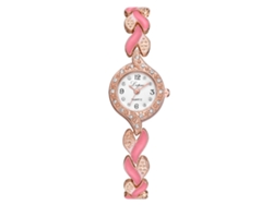 Reloj De Pulsera De Cuarzo Para Mujer Con Diamantes De Imitación Y Elegante Diseño Retro De Hojas De Oro Rosa.