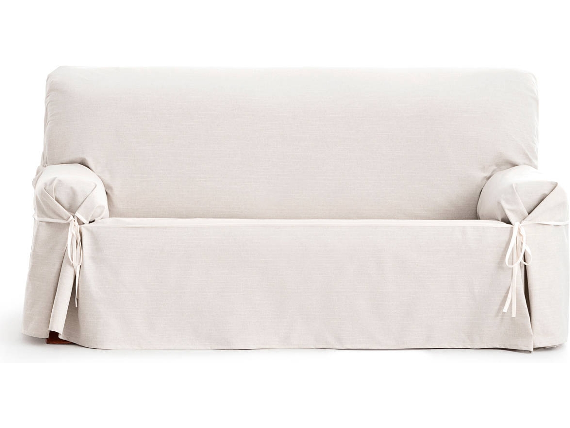 Funda impermeable estilo lazos para sofá de 2 plazas Emma (140 a 180 cm - Marfil)