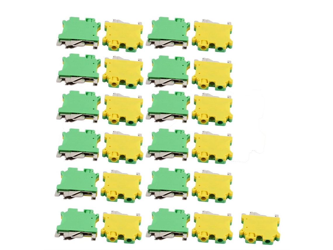 25 Piezas 46x42x8mm 6mm² 24-6awg Bloque De Terminales De Puesta A Tierra Universal Amarillo Verde...