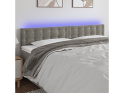 Cabecero Con Led De Terciopelo Gris Claro 200x5x78/88 Cm