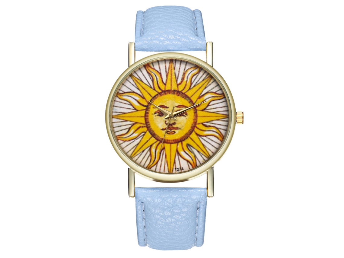 Reloj Analógico De Cuarzo Con Correa De Pu Para Mujer Y Hombre Zhoulianfa (azul Claro)
