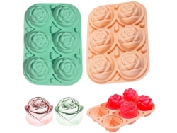 2 Moldes De Hielo Con Forma De Rosa Para 12 Cubitos De Hielo Gigantes Para Bebidas, Cócteles, Whisky Y Zumos (melocotón Verde)