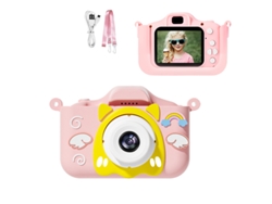 Cámara de juguete para niños y niñas, cámara dual de alta definición, color rosa Angel Beast, no requiere tarjeta de crédito, YUNZII
