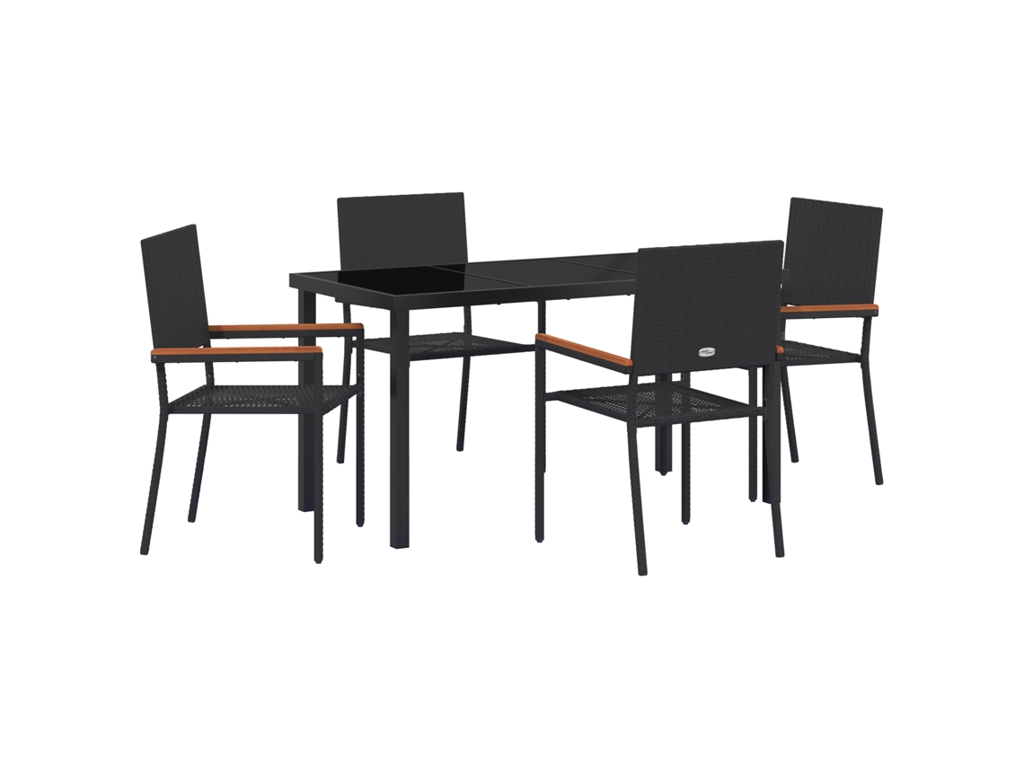Conjunto de comedor de jardín VidaXL de 5 piezas de mimbre negro