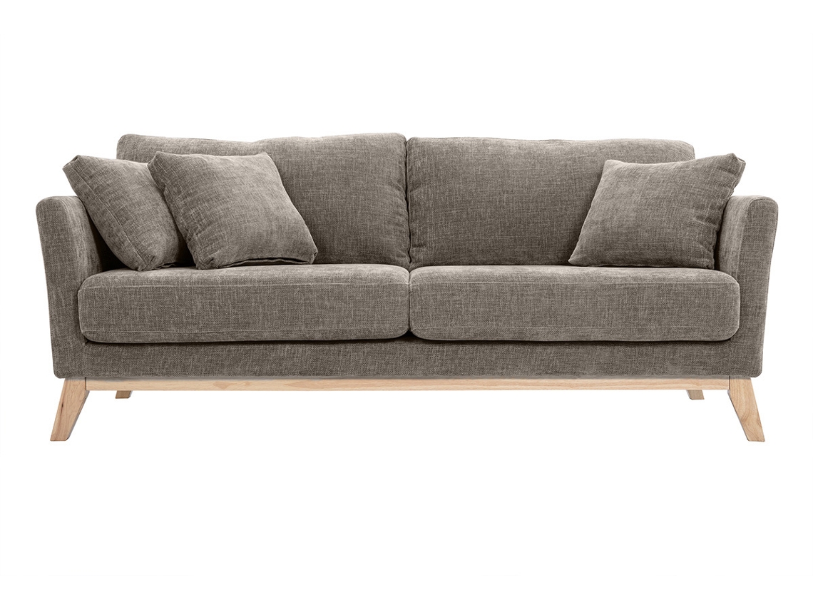 Sofá nórdico 3 plazas desenfundable beige y patas madera OSLO MILIBOO
