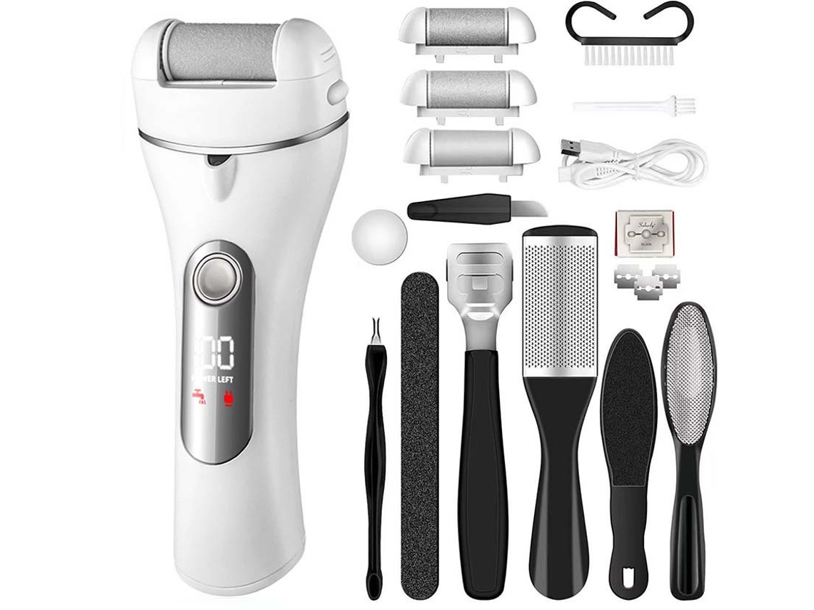 Máquina de pedicura eléctrica de 10 piezas con pantalla digital inteligente, adecuada para eliminar piel muerta y callos, color gris Cuich